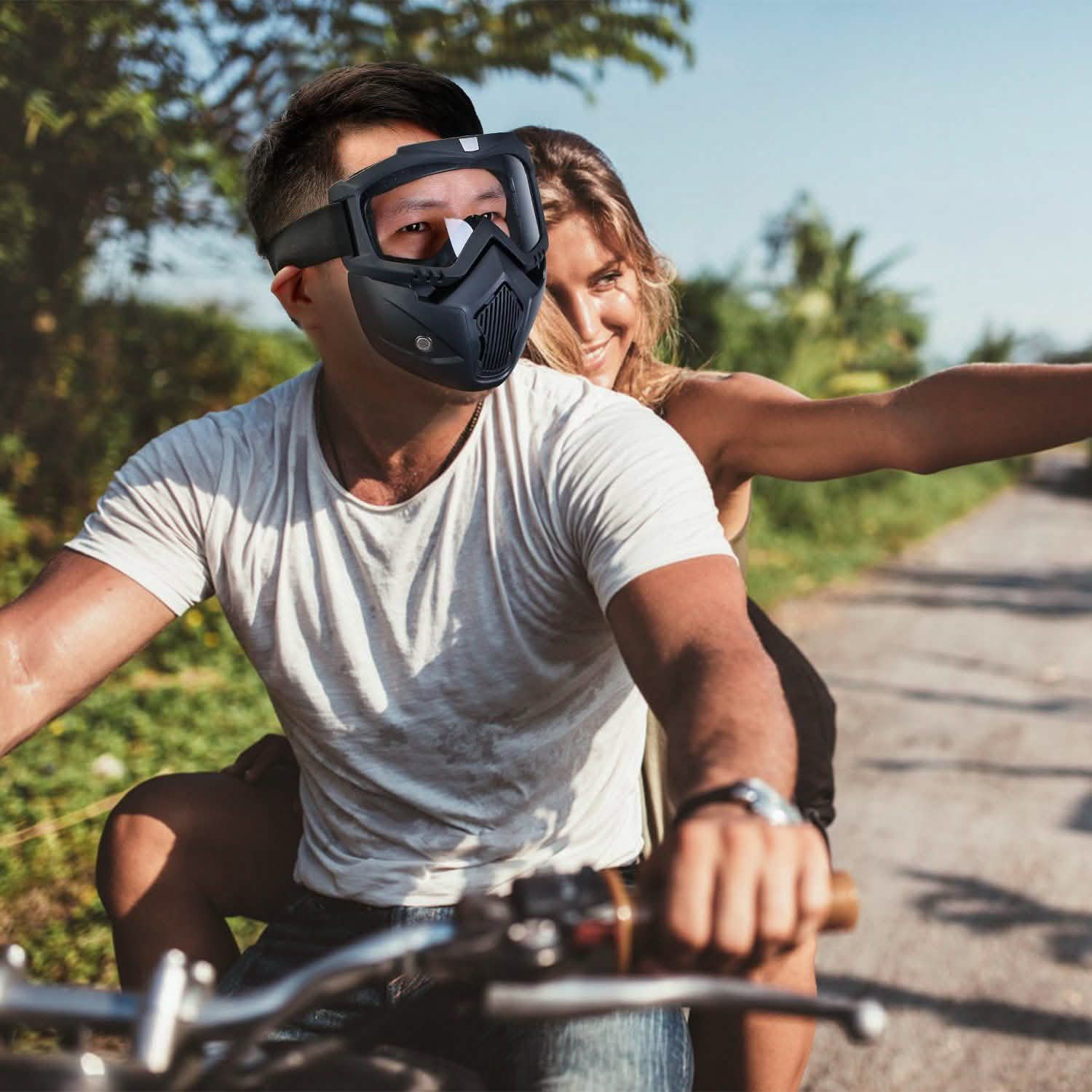 Mask Riding Goggle with Adjustable Non-slip Trip Mouth Filter Outdoor Recreation - Tophatter Daily Deals