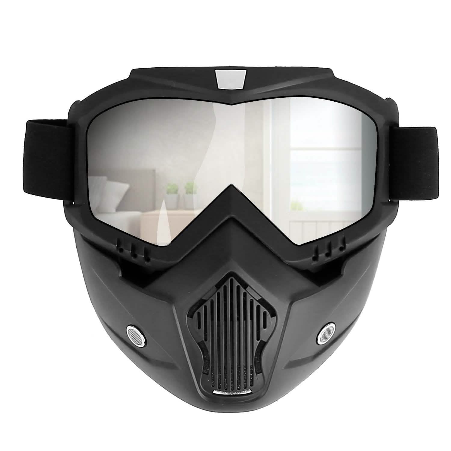 Mask Riding Goggle with Adjustable Non-slip Trip Mouth Filter Silver Outdoor Recreation - Tophatter Daily Deals