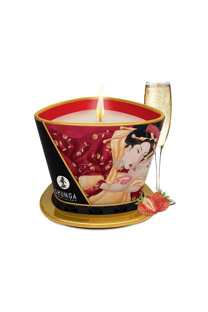 Shunga - Massage Oil Candle - 5oz - Assorted Strawberry Wine 5oz Liquid - Tophatter Daily Deals