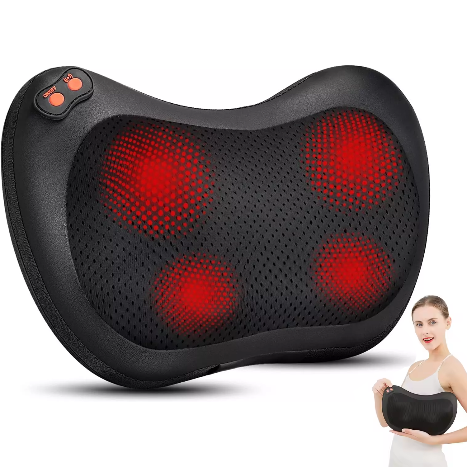Heated Massage Pillow - Shiatsu Massage Pillow with Heat Back Neck Massager Health & Beauty - Tophatter Daily Deals