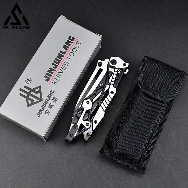 Mechanical Armor Magic Folding Knife-GS32 Black Silver Pocket Knives - Tophatter Daily Deals