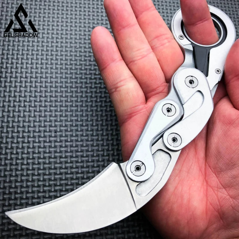 Mechanical folding Karambit Knife-GS41 Silver Pocket Knives - Tophatter Daily Deals