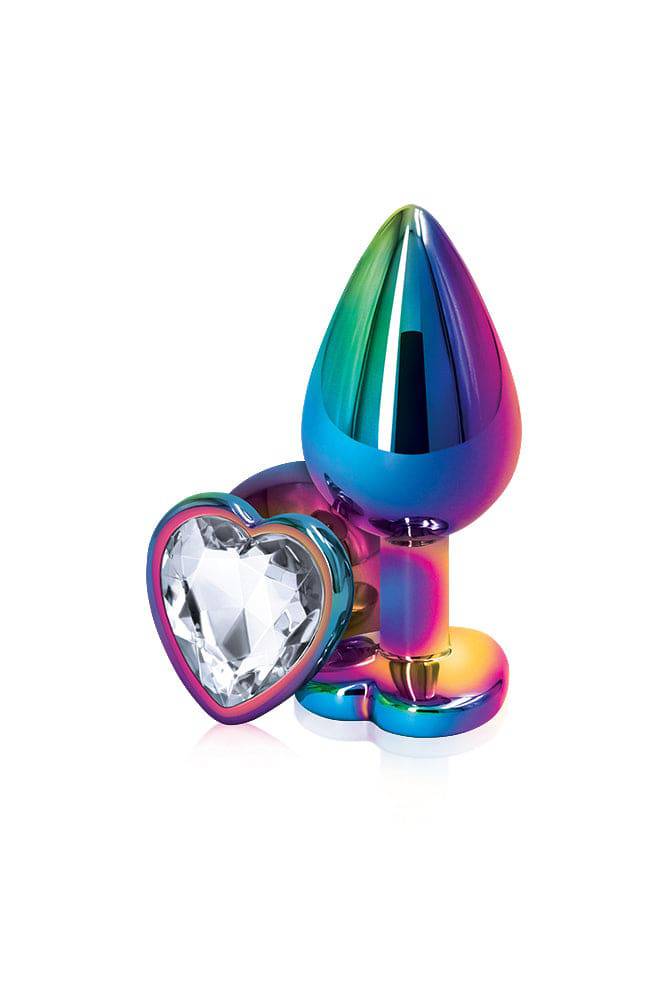 NS Novelties - Rear Assets - Aluminum Heart Butt Plug - Multicolour/Clear - 3.25 Inch Sex Toy - Tophatter Daily Deals