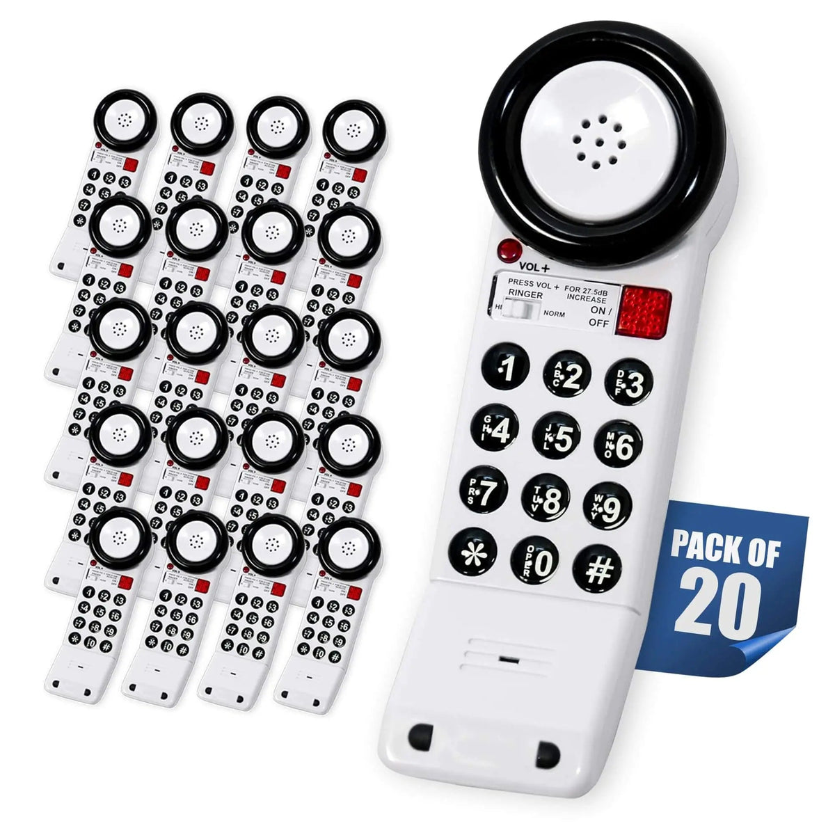 Med-Pat XL88Q One-Piece Phone – Extra-Loud Volume, Visual Ring, Water-Resistant, Hearing Aid Compatible Pack of 20 Cell Phones - Tophatter Daily Deals