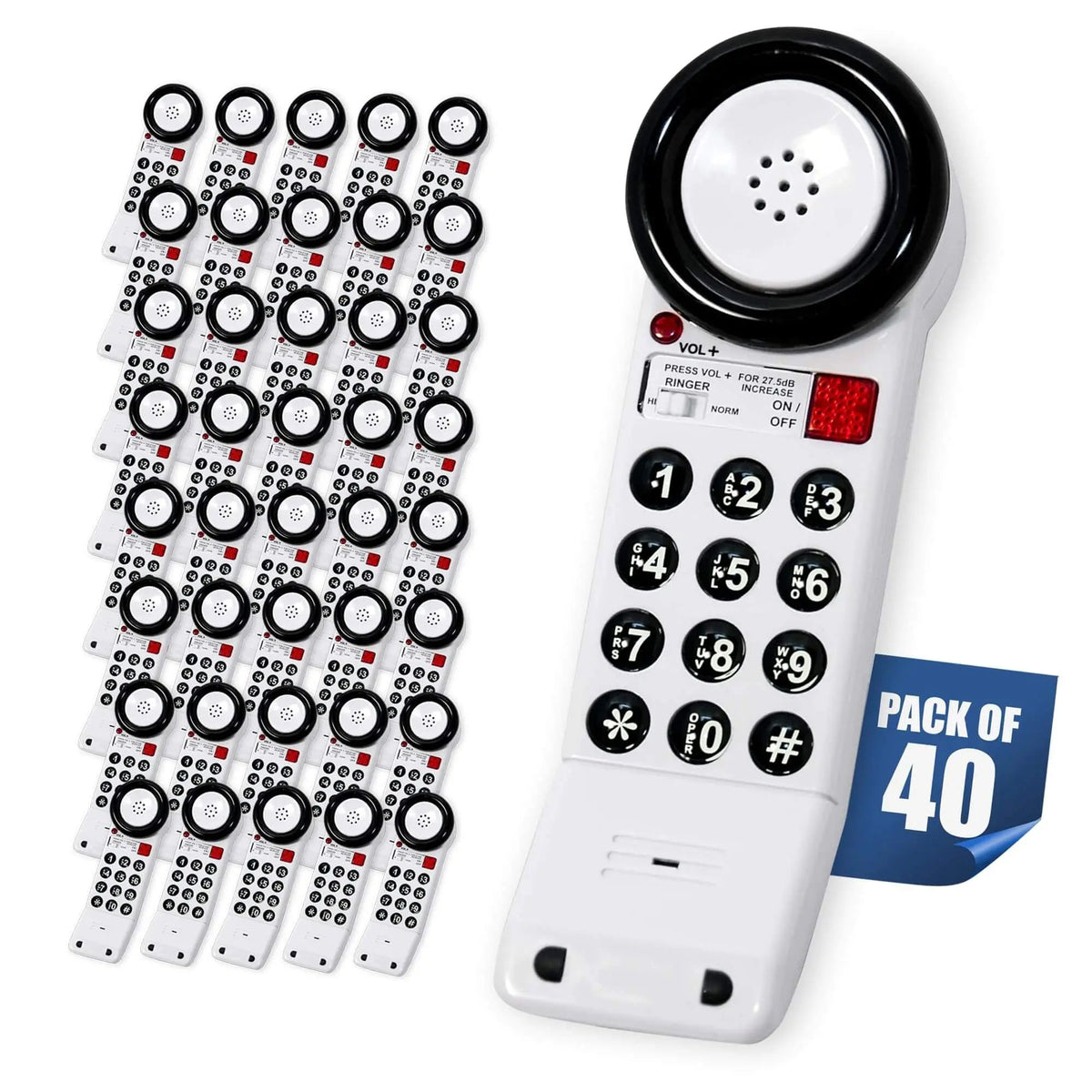Med-Pat XL88Q One-Piece Phone – Extra-Loud Volume, Visual Ring, Water-Resistant, Hearing Aid Compatible Pack of 40 Cell Phones - Tophatter Daily Deals