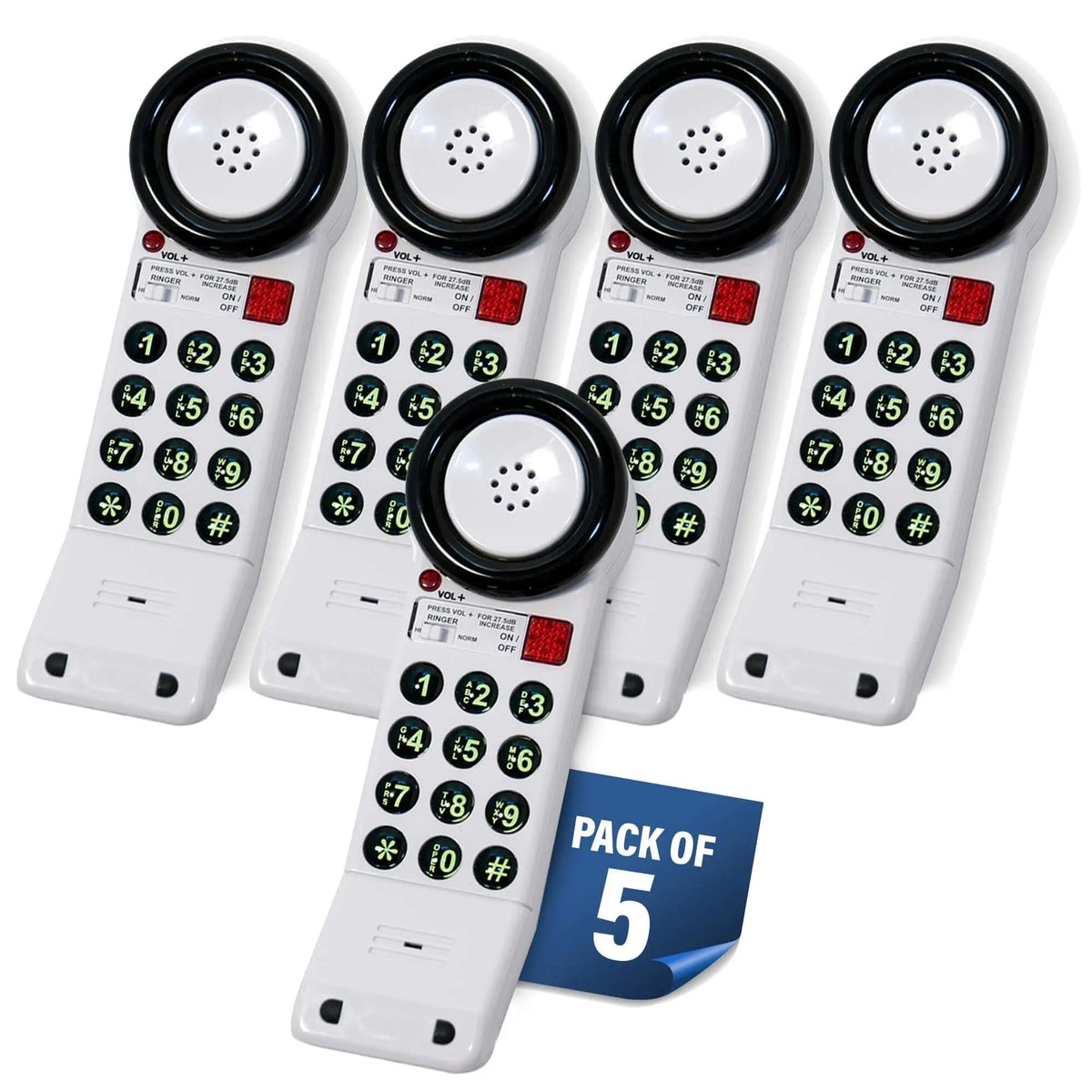 Med-Pat XL88Q One-Piece Phone – Extra-Loud Volume, Visual Ring, Water-Resistant, Hearing Aid Compatible Pack of 5 Cell Phones - Tophatter Daily Deals
