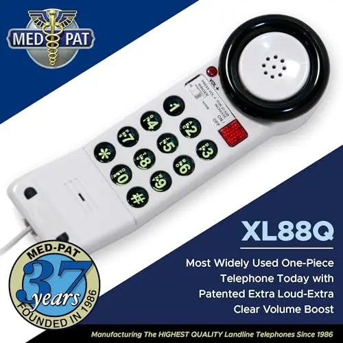 Med-Pat XL88Q One-Piece Phone – Extra-Loud Volume, Visual Ring, Water-Resistant, Hearing Aid Compatible Cell Phones - Tophatter Daily Deals
