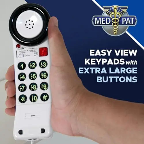 Med-Pat XL88Q One-Piece Phone – Extra-Loud Volume, Visual Ring, Water-Resistant, Hearing Aid Compatible Cell Phones - Tophatter Daily Deals