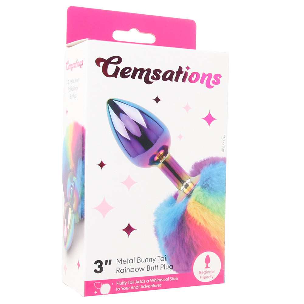 Gemsations 3 Inch Bunny Tail Butt Plug in Rainbow Anal Sex Toys > Butt Plugs - Tophatter Daily Deals