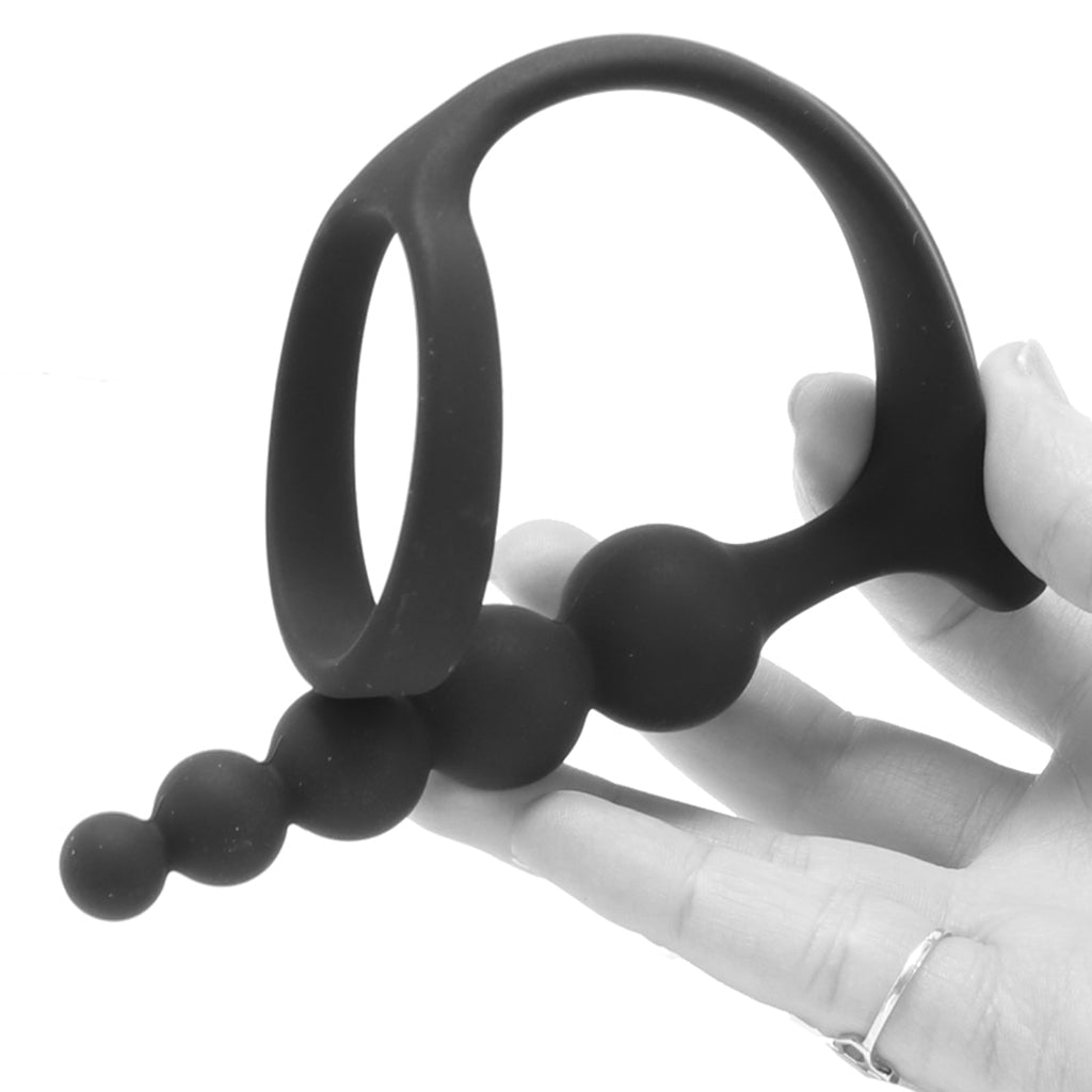 Anal Fantasy Ass-Gasm Beaded Cock Ring Plug in Black Cock Rings - Tophatter Daily Deals