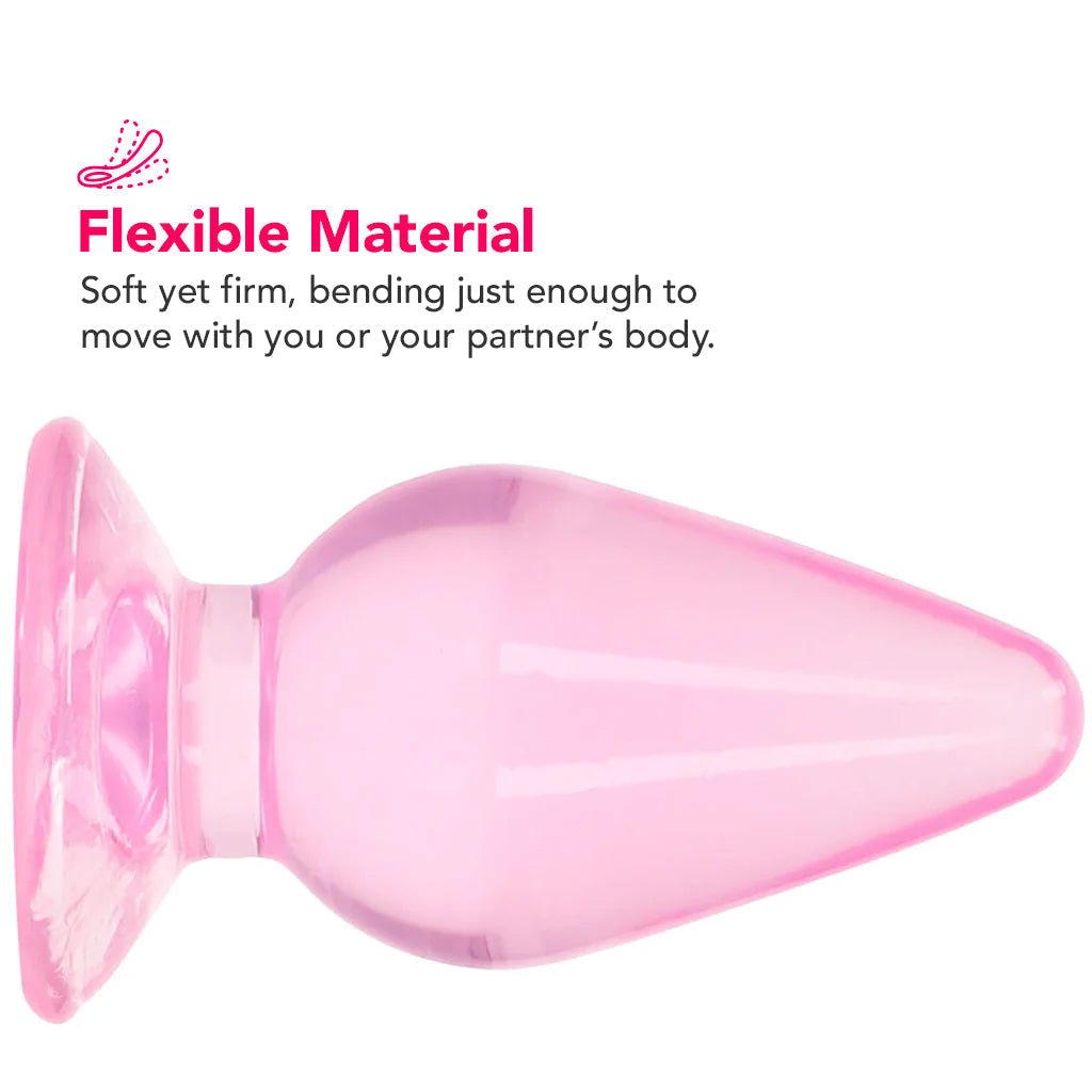 RealRock Crystal Clear Jelly 3.5 Inch Butt Plug in Pink Anal Sex Toys > Butt Plugs - Tophatter Daily Deals
