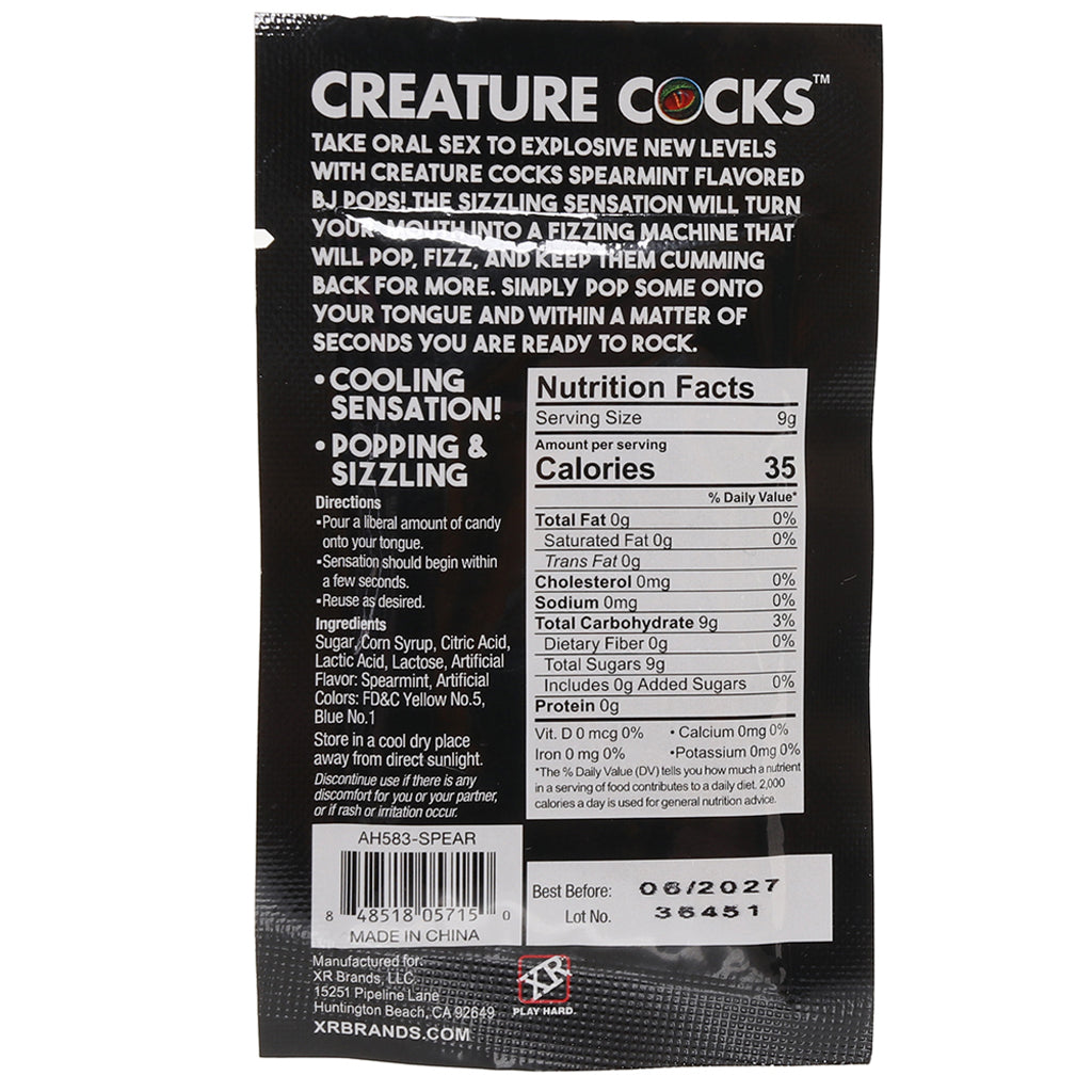 Creature Cocks BJ Pops! Candy .32oz/90g in Spearmint - Tophatter's Adult Sex Toys Online Sensual Love > Tasty Treats - Tophatter Daily Deals