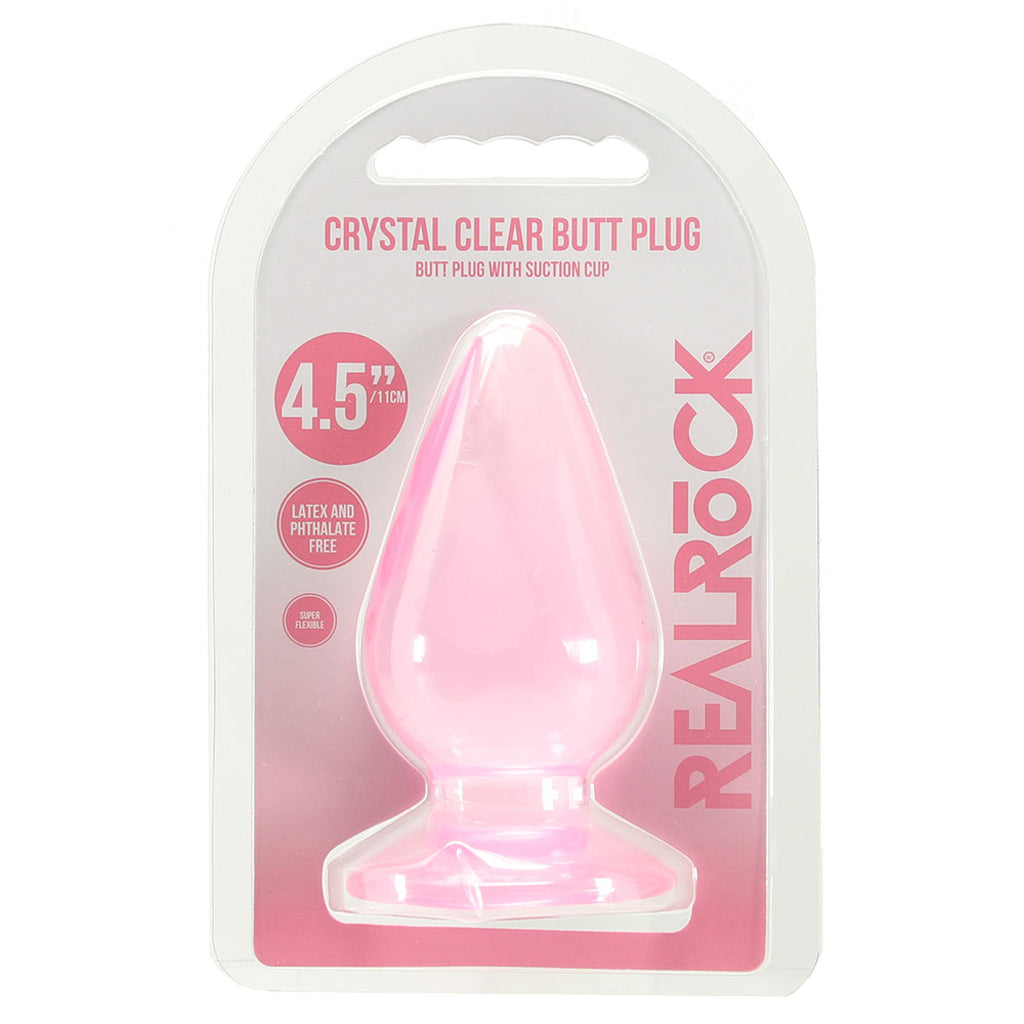RealRock Crystal Clear Jelly 4.5 Inch Butt Plug in Pink Anal Sex Toys > Butt Plugs - Tophatter Daily Deals