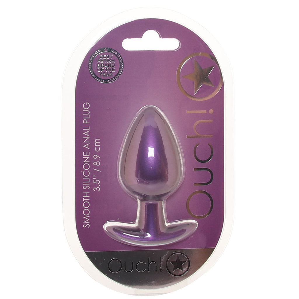 Ouch! Smooth Silicone 3.5 Inch Butt Plug in Metallic Purple Anal Sex Toys > Butt Plugs - Tophatter Daily Deals