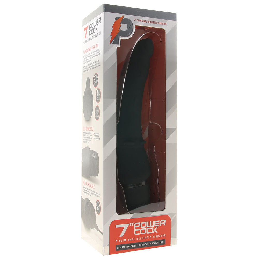 Power Cock 7 Inch Slim Realistic Vibe in Black - Tophatter's Vibrator Deals Online Vibrators > Realistic Vibrator Dildos - Tophatter Daily Deals