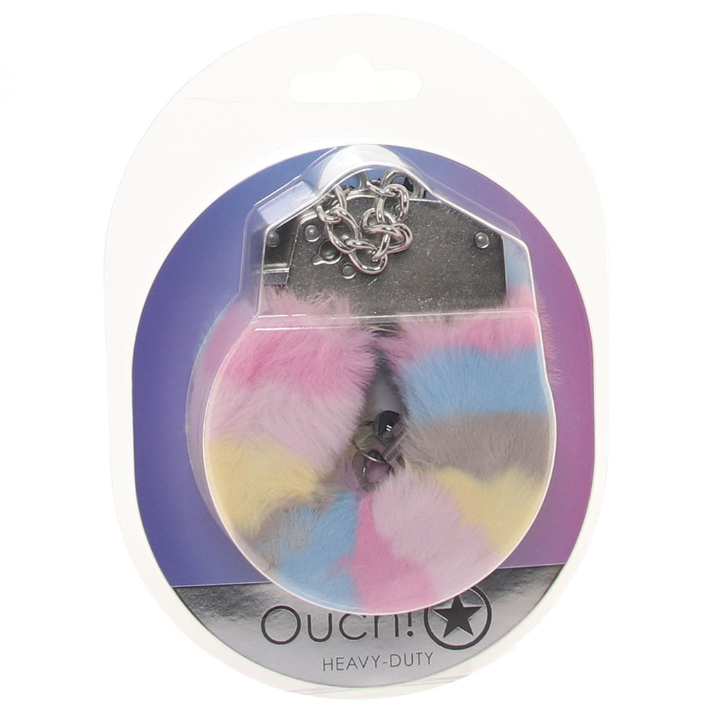 Ouch! Heavy Duty Fluffy Cuffs in Multi-Colour Bondage and Fetish > Wrist and Ankle Cuffs - Tophatter Daily Deals