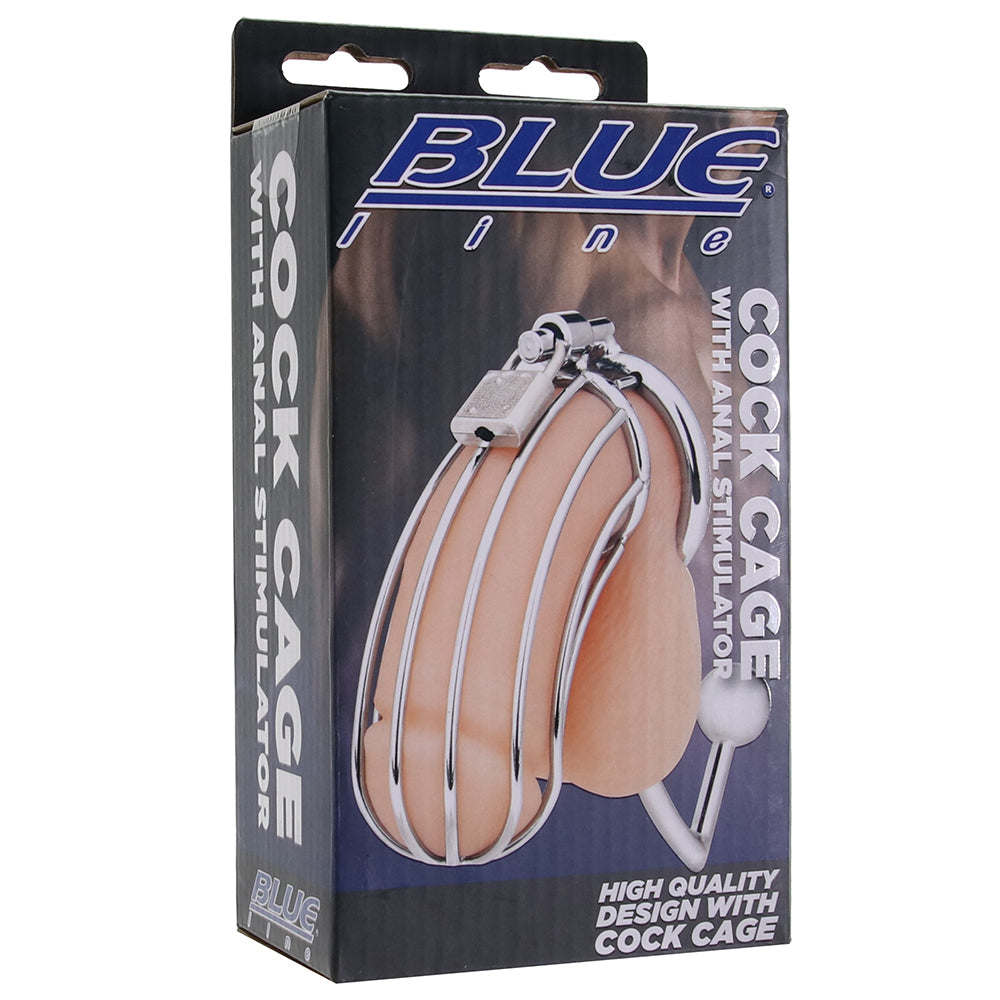 Blue Line Cock Cage with Anal Stimulator - Tophatter's Adult Sex Toys Online Bondage and Fetish > Cock and Ball Devices - Tophatter Daily Deals