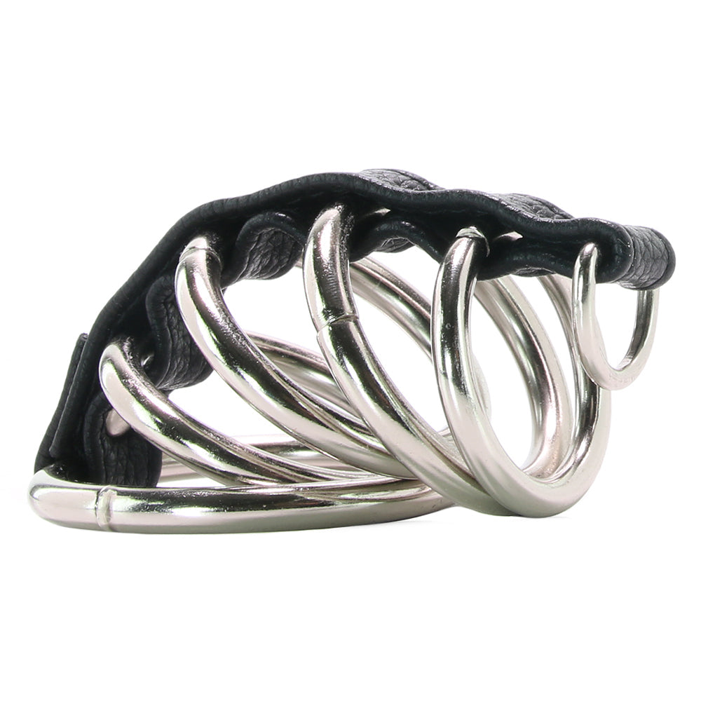 Blue Line 5 Ring Steel Gates of Hell Cock Cage with Lead - Tophatter's Adult Sex Toys Online Bondage and Fetish > Tools & Accessories - Tophatter Daily Deals