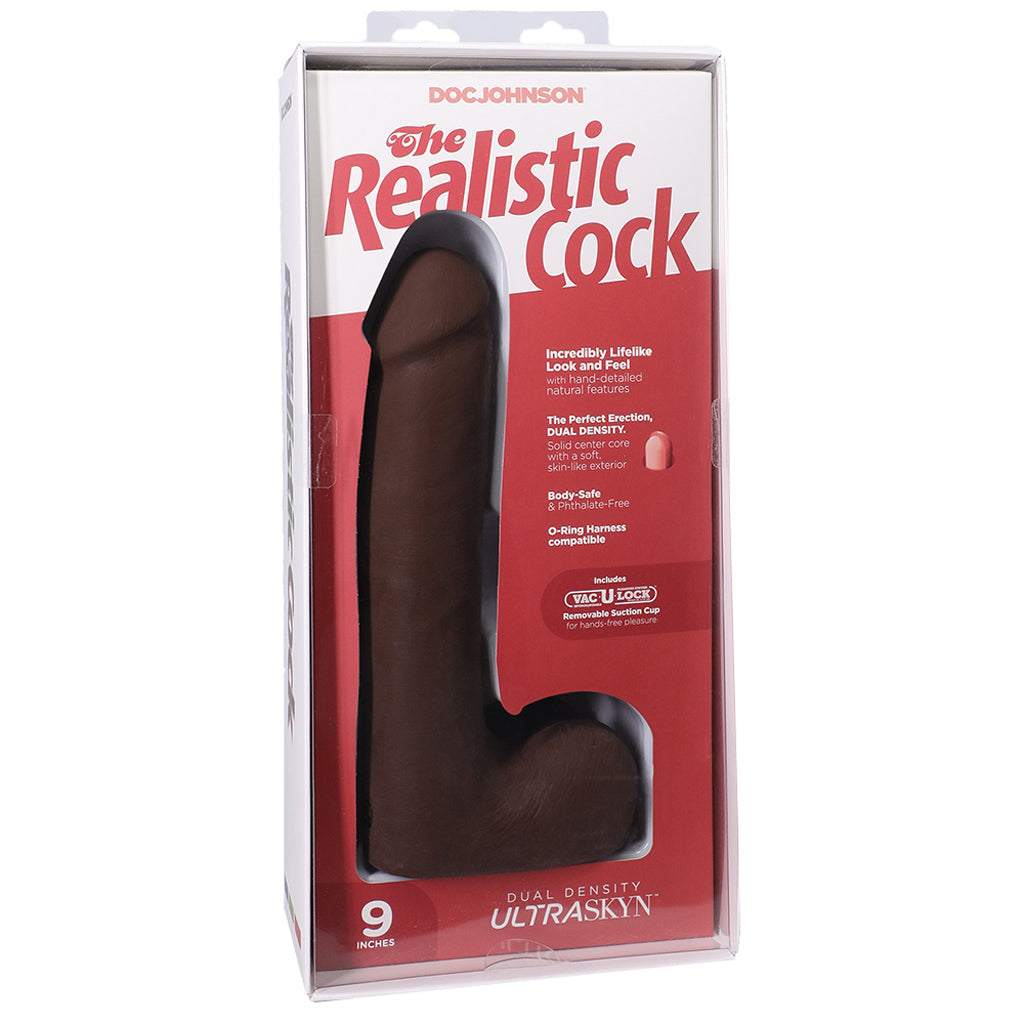 The Realistic 9 Inch Cock with Balls in Chocolate - Tophatter's Adult Sex Toys Online Dildo Sex Toys > Realistic Dildos - Tophatter Daily Deals