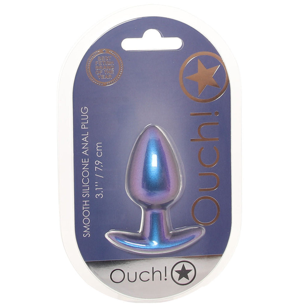 Ouch! Smooth Silicone 3.1 Inch Butt Plug in Metallic Blue Anal Sex Toys > Butt Plugs - Tophatter Daily Deals