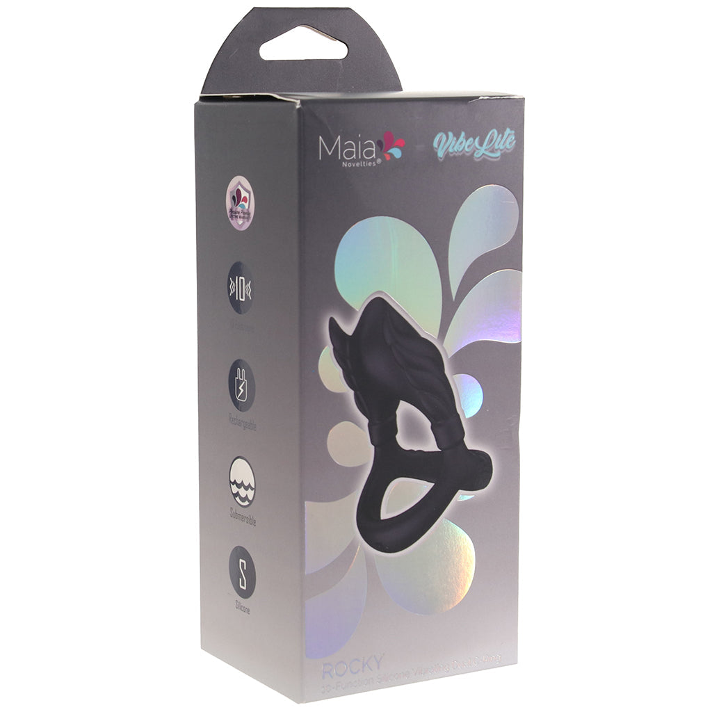 Rocky Silicone Vibrating Dual C-Ring Cock Rings - Tophatter Daily Deals