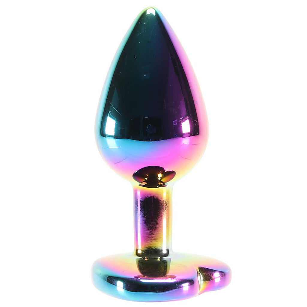 Small Aluminum Plug with Rainbow Heart Gem in Multicolor - Tophatter's Adult Products Anal Sex Toys > Butt Plugs - Tophatter Daily Deals