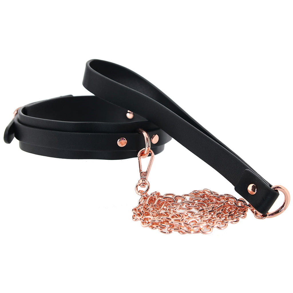 Bondage Couture Collar & Leash in Rose Gold - Tophatter's Adult Products Bondage and Fetish > Leashes and Collars - Tophatter Daily Deals