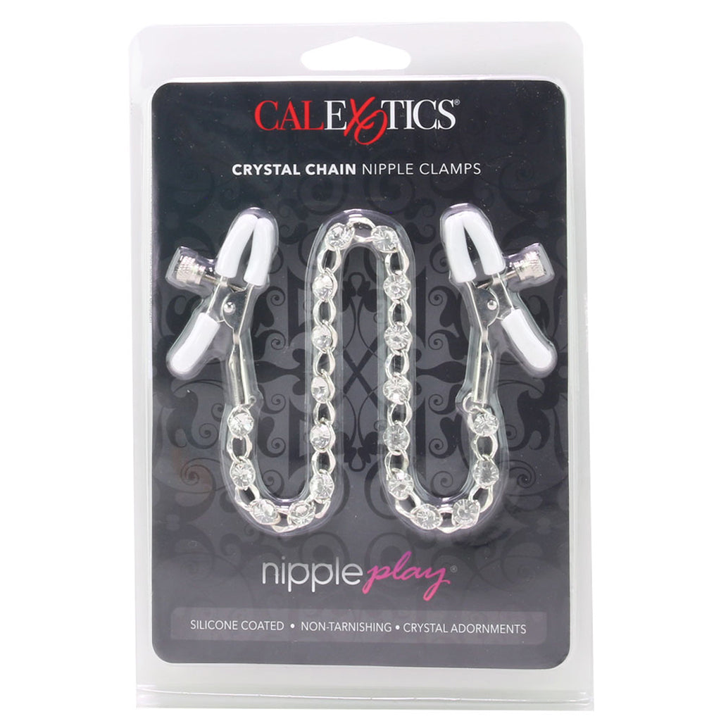 nipple play Crystal Chain Nipple Clamps in White Bondage and Fetish > Nipple Stimulators & Clamps - Tophatter Daily Deals