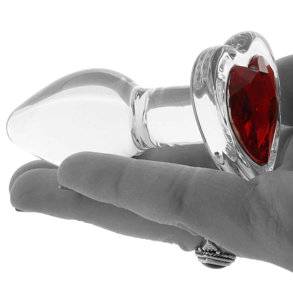 Booty Sparks Red Heart Gem Glass Anal Plug in Small - Tophatter's Adult Products Anal Sex Toys > Butt Plugs - Tophatter Daily Deals