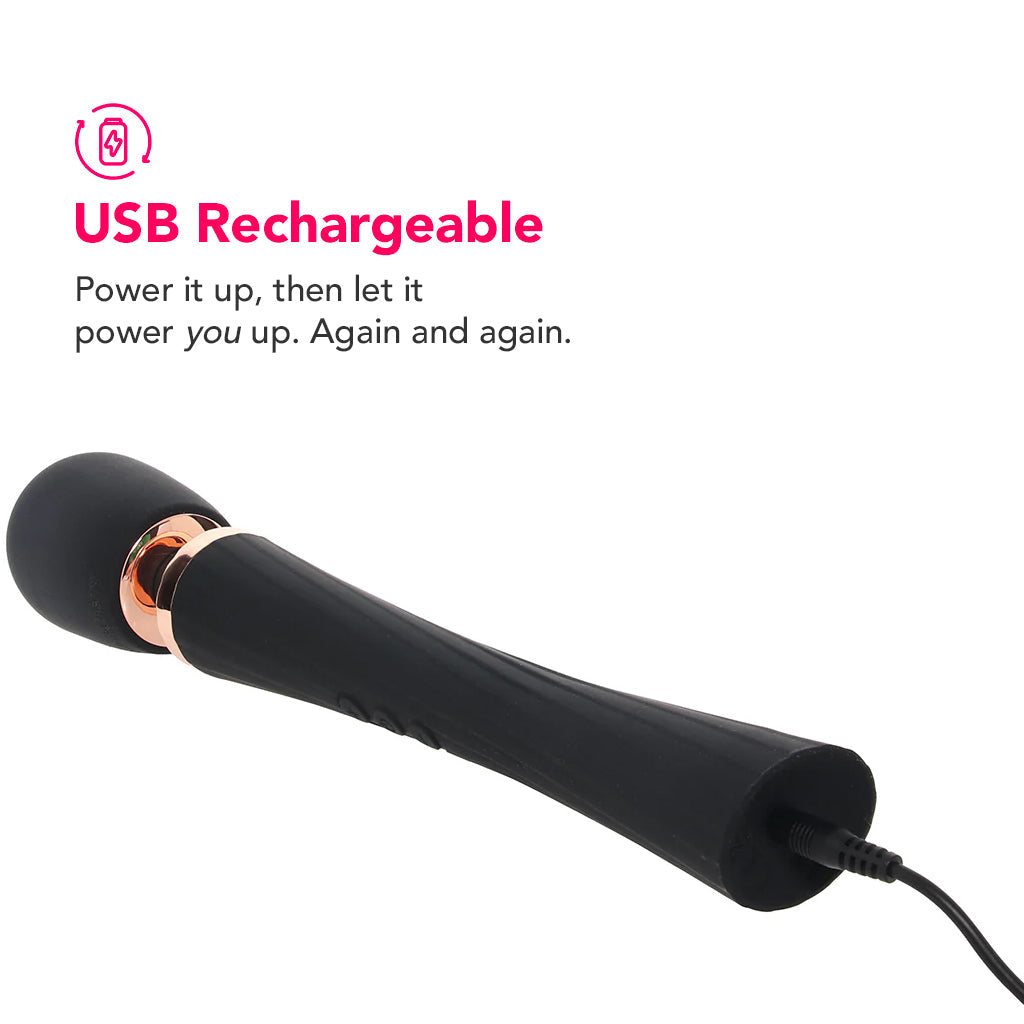 PinkCherry Luxury Slim Rechargeable Wand in Black Vibrators > Wands - Tophatter Daily Deals
