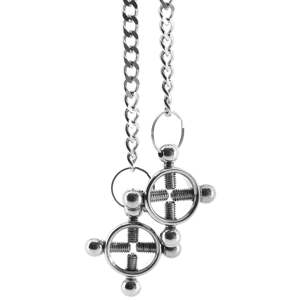 Nipple Grips 4-Point Nipple Press and Chain - Tophatter's Adult Sex Toys Online Bondage and Fetish > Nipple Stimulators & Clamps - Tophatter Daily Deals