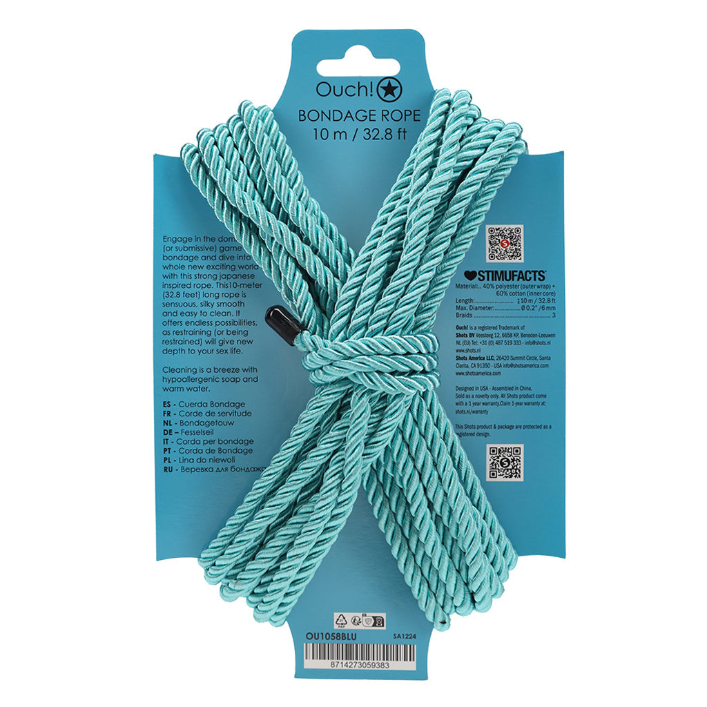 Ouch! 32.8'/10m Bondage Rope in Blue Bondage and Fetish > Restraints - Tophatter Daily Deals