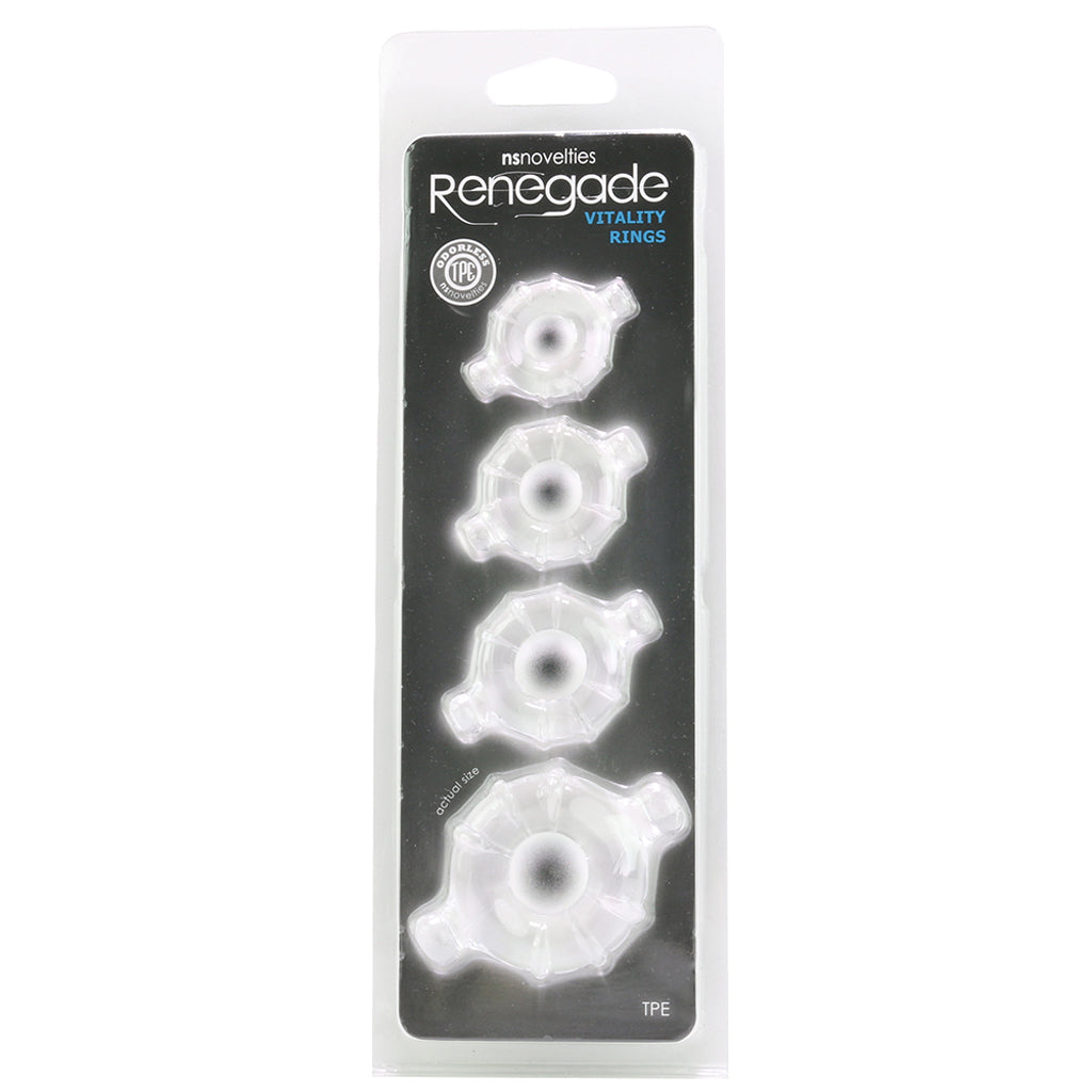 Renegade Vitality Cock Ring 4 Pack in Clear - Tophatter's Adult Products Cock Rings - Tophatter Daily Deals