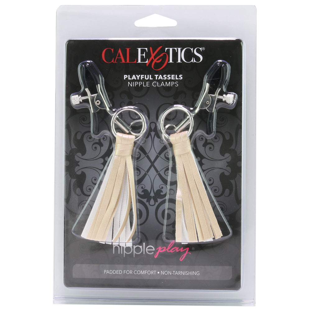 Playful Tassels Nipple Clamps in Gold - Tophatter's Adult Sex Toys Online Bondage and Fetish > Nipple Stimulators & Clamps - Tophatter Daily Deals