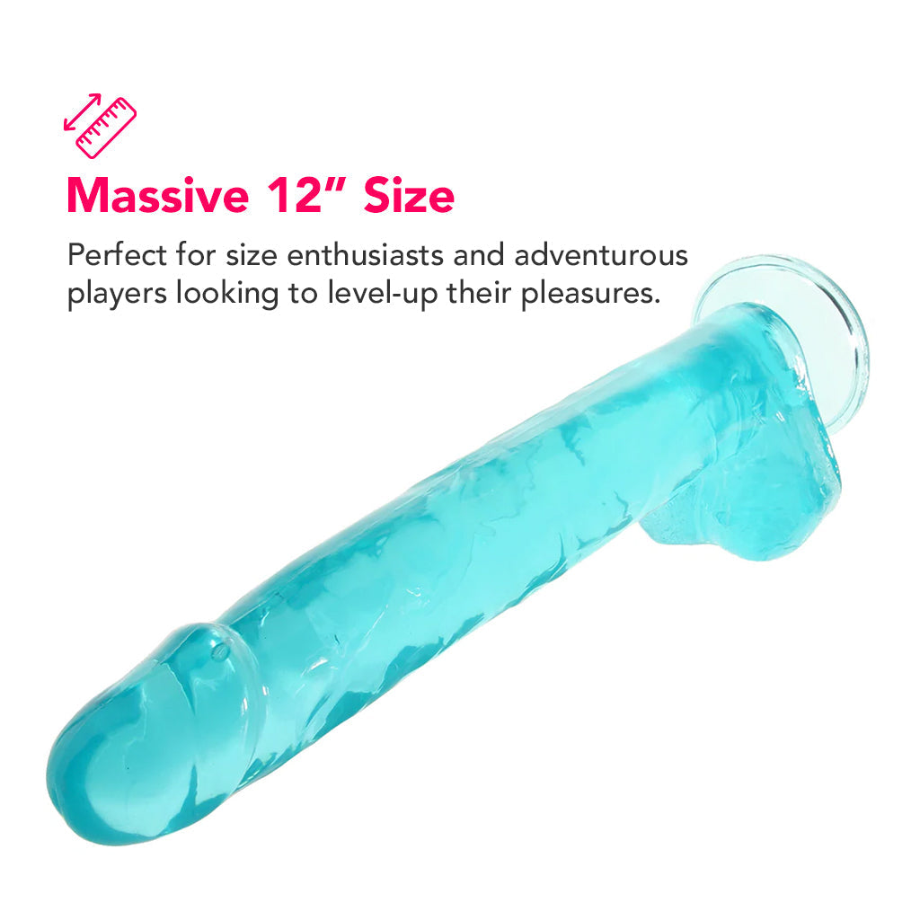 Size Queen 12 Inch Jelly Dildo in Blue Dildo Sex Toys > Realistic Dildos - Tophatter Daily Deals