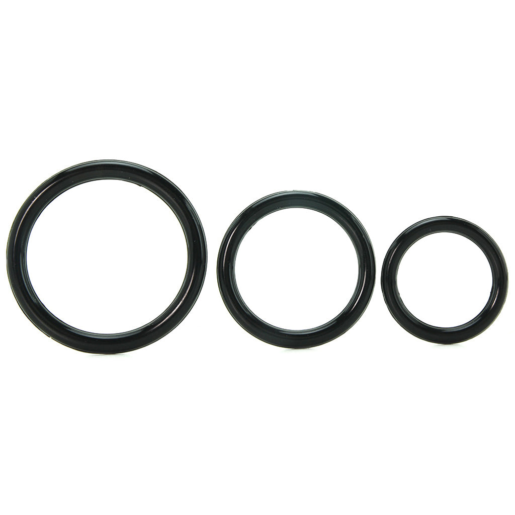 Silicone 3 Ring Stamina Cock Ring Set in Black Cock Rings - Tophatter Daily Deals