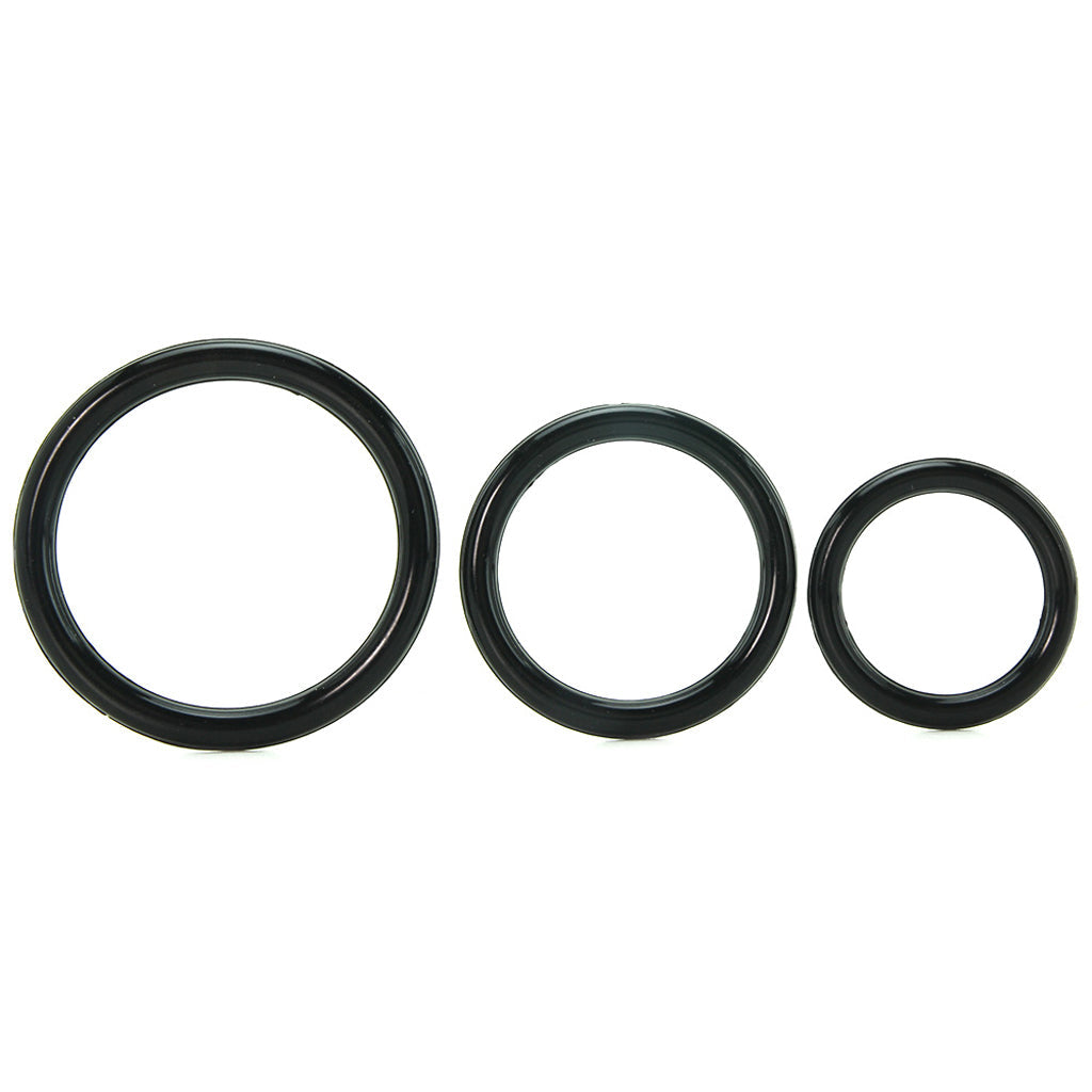 Silicone 3 Ring Stamina Cock Ring Set in Black Cock Rings - Tophatter Daily Deals