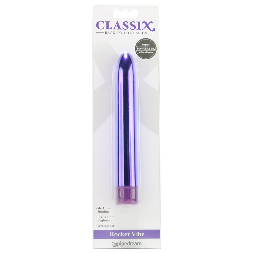Classix 7 Inch Slimline Rocket Vibe in Metallic Purple - Tophatter's Vibrator Deals Online Vibrators > Traditional Vibrators - Tophatter Daily Deals