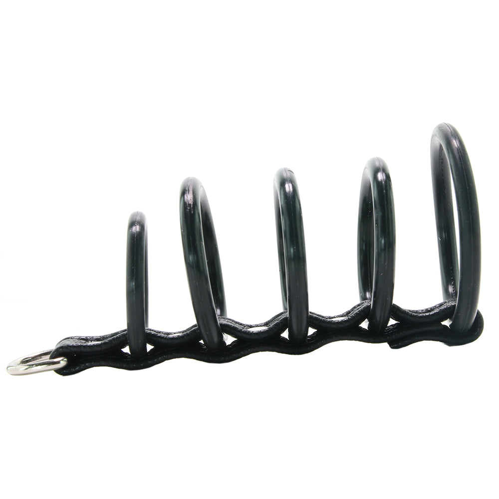Blue Line 5 Ring Rubber Gates of Hell Cock Cage with Lead Bondage and Fetish > Tools & Accessories - Tophatter Daily Deals
