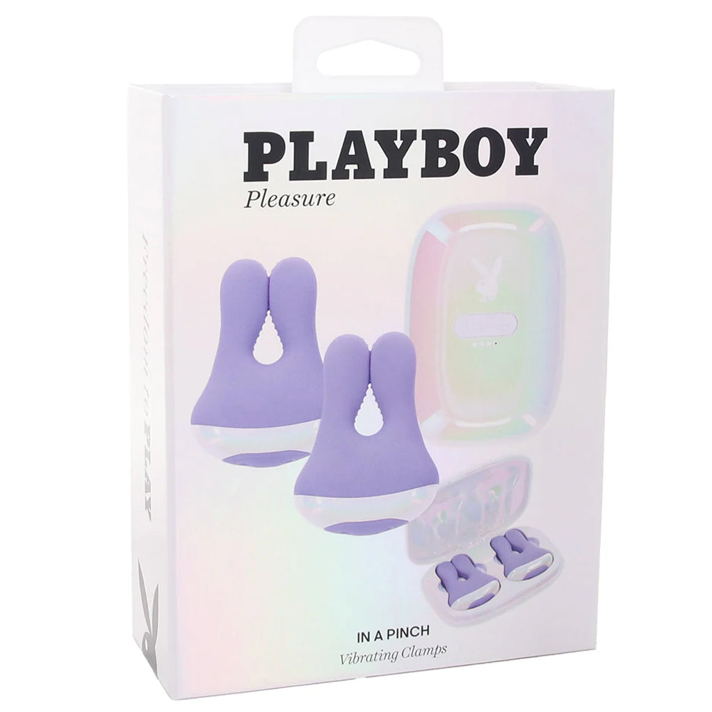 Playboy In a Pinch Vibrating Clamps with Recharge Case - Tophatter's Adult Sex Toys Online Bondage and Fetish > Nipple Stimulators & Clamps - Tophatter Daily Deals
