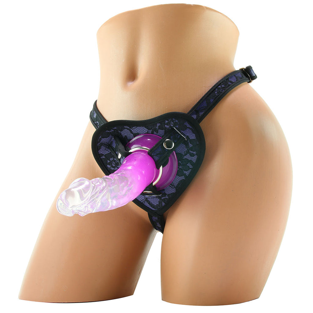 Heart-Throb Deluxe Harness Kit & Curved Dildo in Purple Dildo Sex Toys > Strap-On and Harnesses - Tophatter Daily Deals