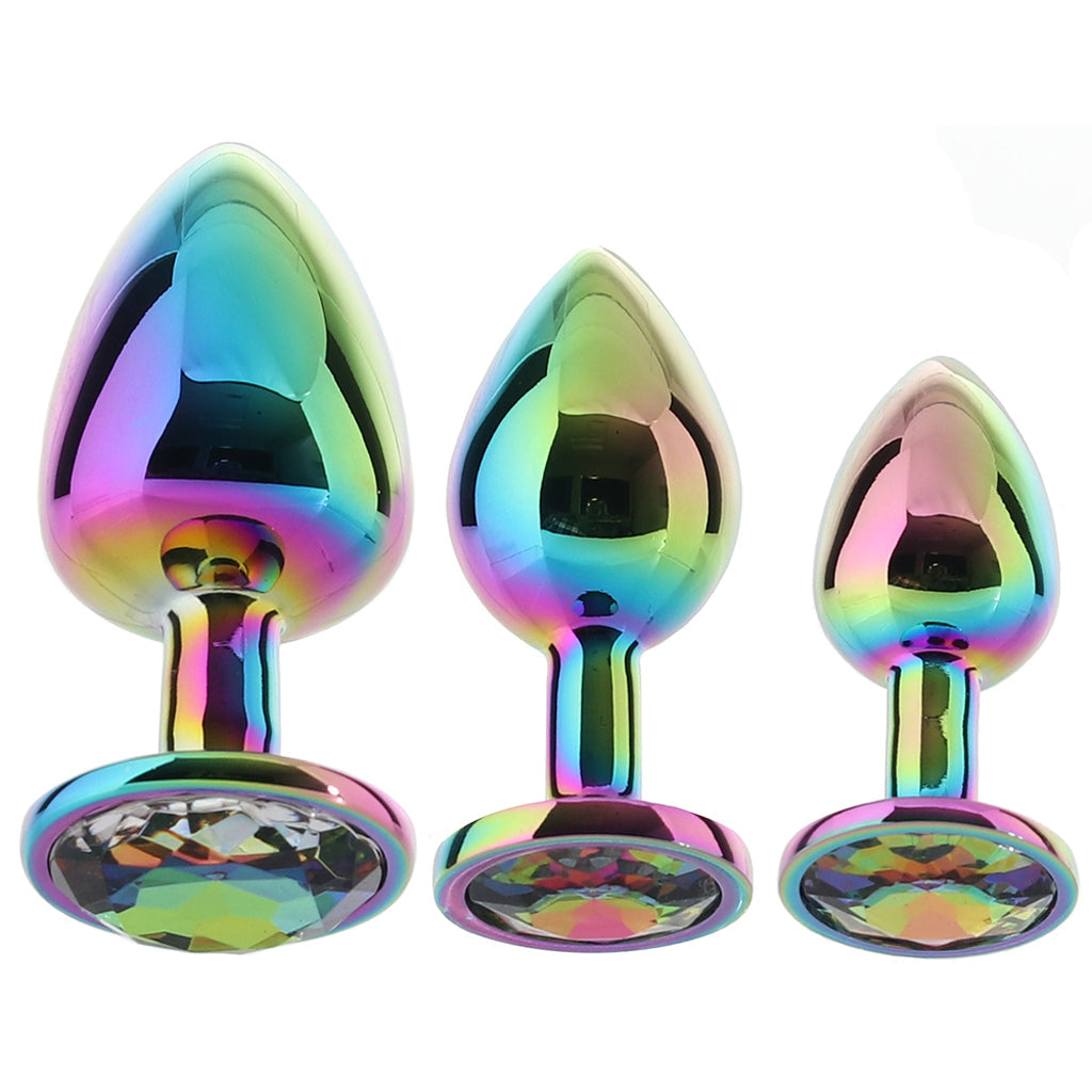 Rear Assets Round Gem Metal Plug Kit in Rainbow Anal Sex Toys > Butt Plugs - Tophatter Daily Deals