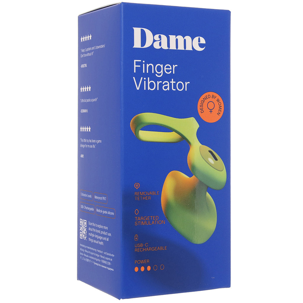 Dame Fin 2.0 Finger Vibe in Citrus - Tophatter's Adult Sex Toys Online Vibrators > Finger Vibrators - Tophatter Daily Deals