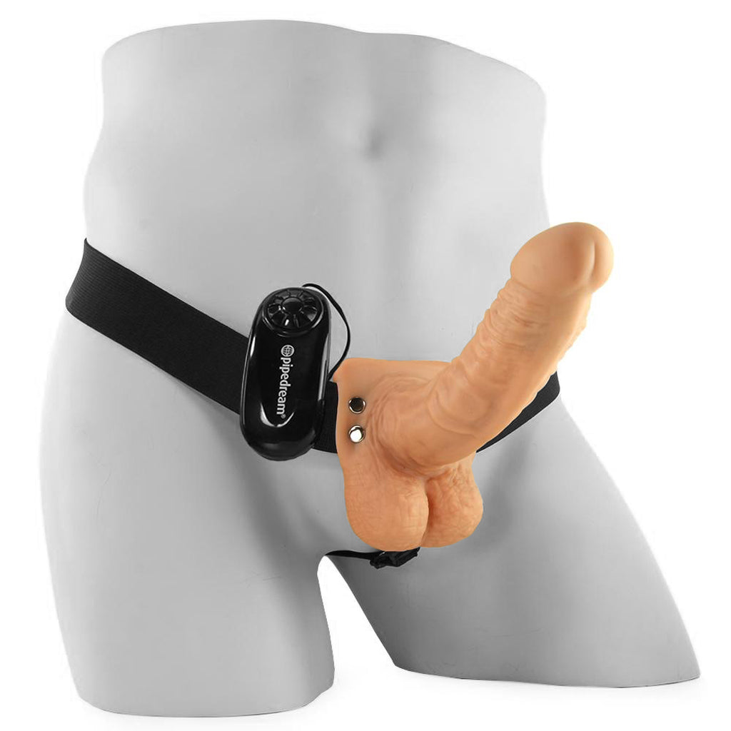 Fetish Fantasy 7 Inch Vibrating Hollow Strap-On in Flesh - Tophatter's Adult Products Dildo Sex Toys > Strap-On and Harnesses - Tophatter Daily Deals