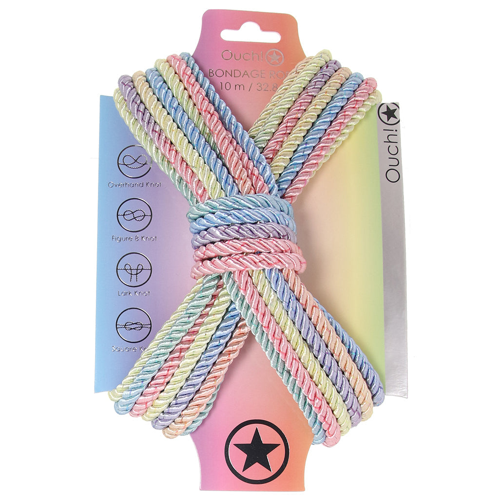 Ouch! 32.8'/10m Bondage Rope in Pastel Rainbow Bondage and Fetish > Restraints - Tophatter Daily Deals