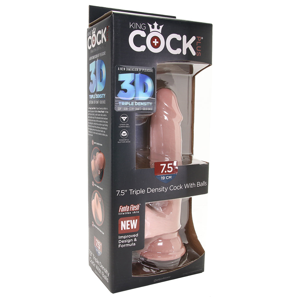 King Cock Plus Triple Density 7.5 Inch Ballsy Cock in Light - Tophatter's Adult Products Dildo Sex Toys > Realistic Dildos - Tophatter Daily Deals