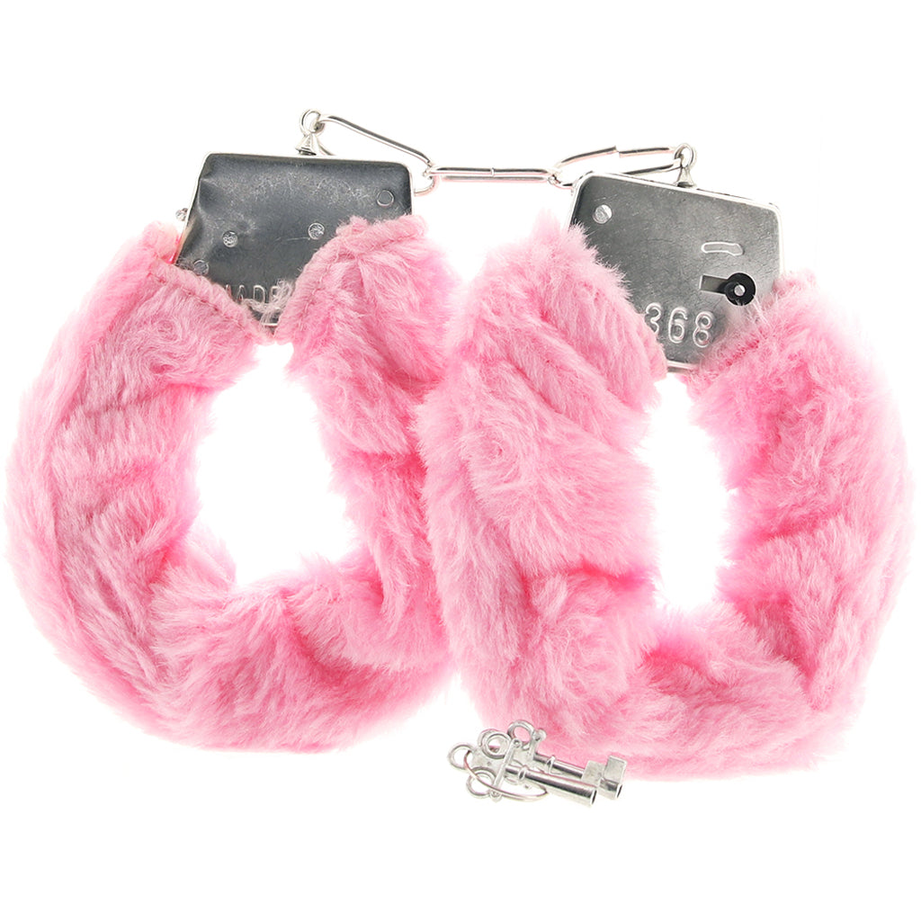 Playful Furry Cuffs with Keys in Pink - Tophatter's Adult Products Bondage and Fetish > Wrist and Ankle Cuffs - Tophatter Daily Deals