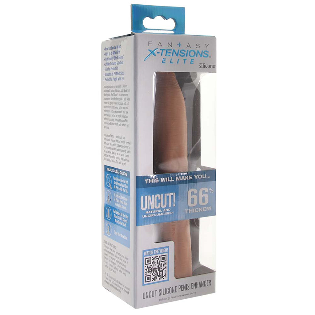Fantasy X-tensions Elite Uncut Silicone Enhancer in Tan - Tophatter's Adult Products Male Enhancement > Extenders and Sleeves - Tophatter Daily Deals