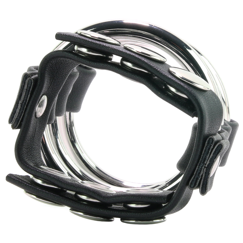 Blue Line Triple Metal C-Ring with Adjustable Ball Strap - Tophatter's Adult Sex Toys Online Bondage and Fetish > Cock and Ball Devices - Tophatter Daily Deals