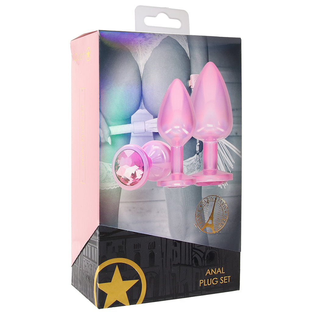 Ouch! Paris Collection Metal Anal Plug Set in Pink - Tophatter's Adult Sex Toys Online Anal Sex Toys > Butt Plugs - Tophatter Daily Deals